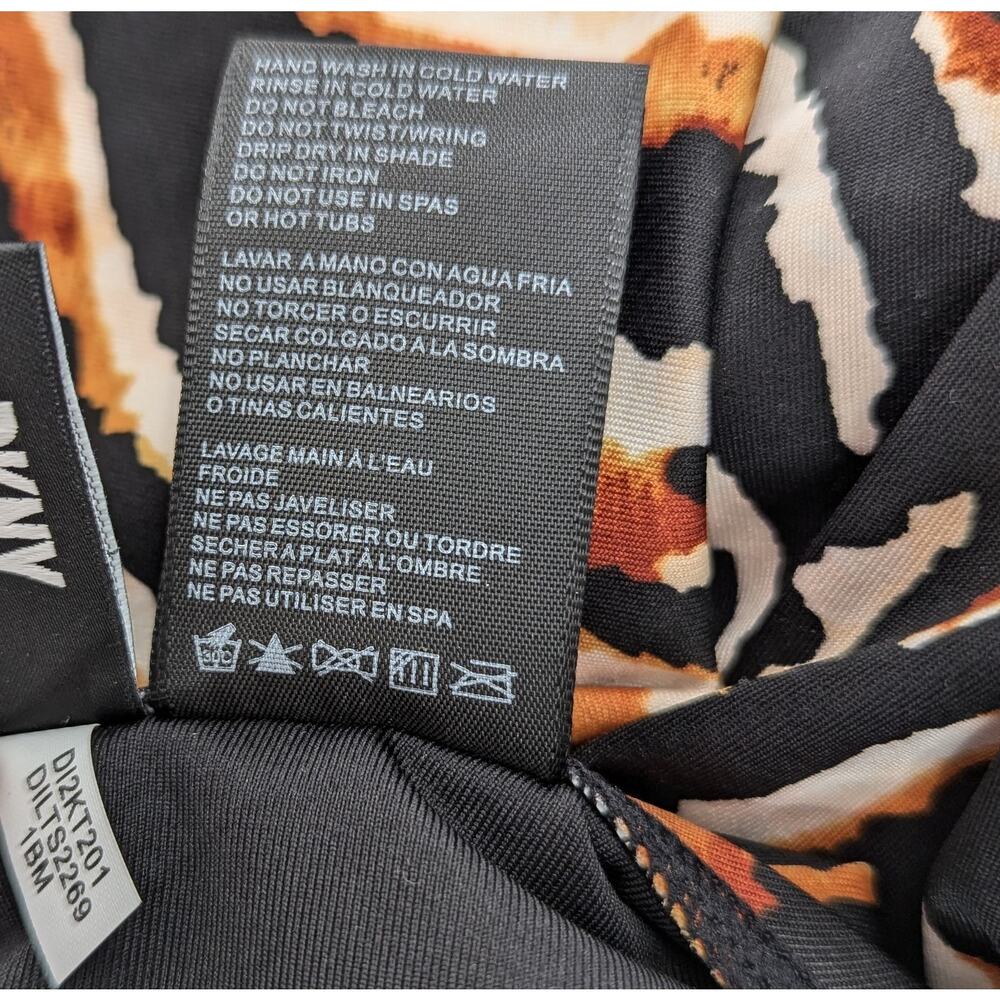 DKNY Black Tiger Print Tankini Swim Top Size Small - Picture 10 of 11